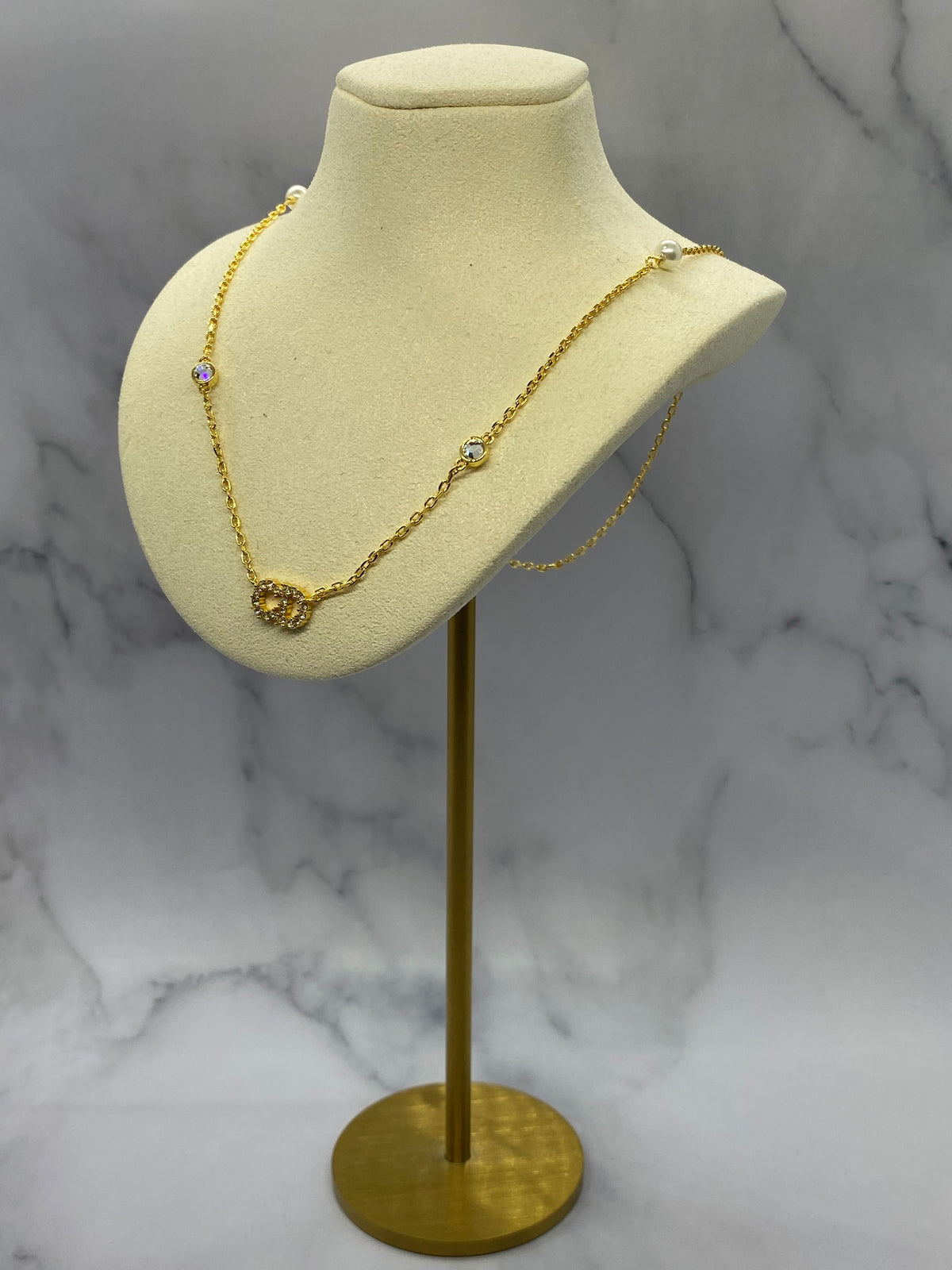 CHRISTIAN DIOR CD Gold Tone Necklace - Pre owned