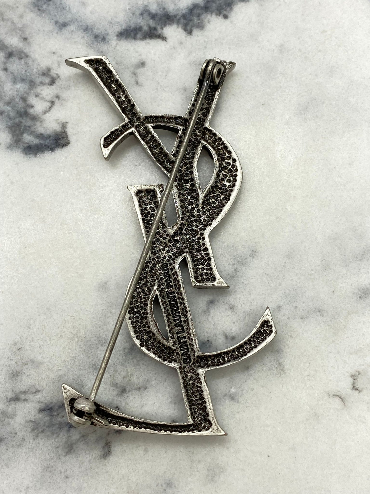 YSL Yves Saint Laurent Silver Tone Brooch Pin - Pre owned