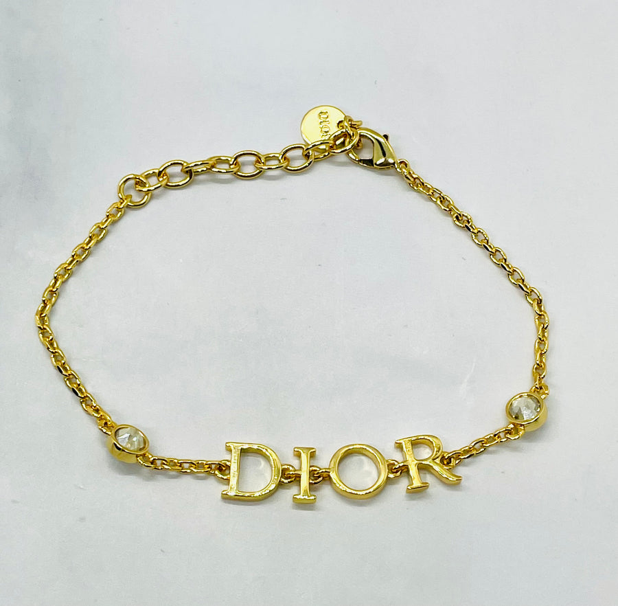 CHRISTIAN DIOR Rhinestone Monogram Bracelet - pre owned