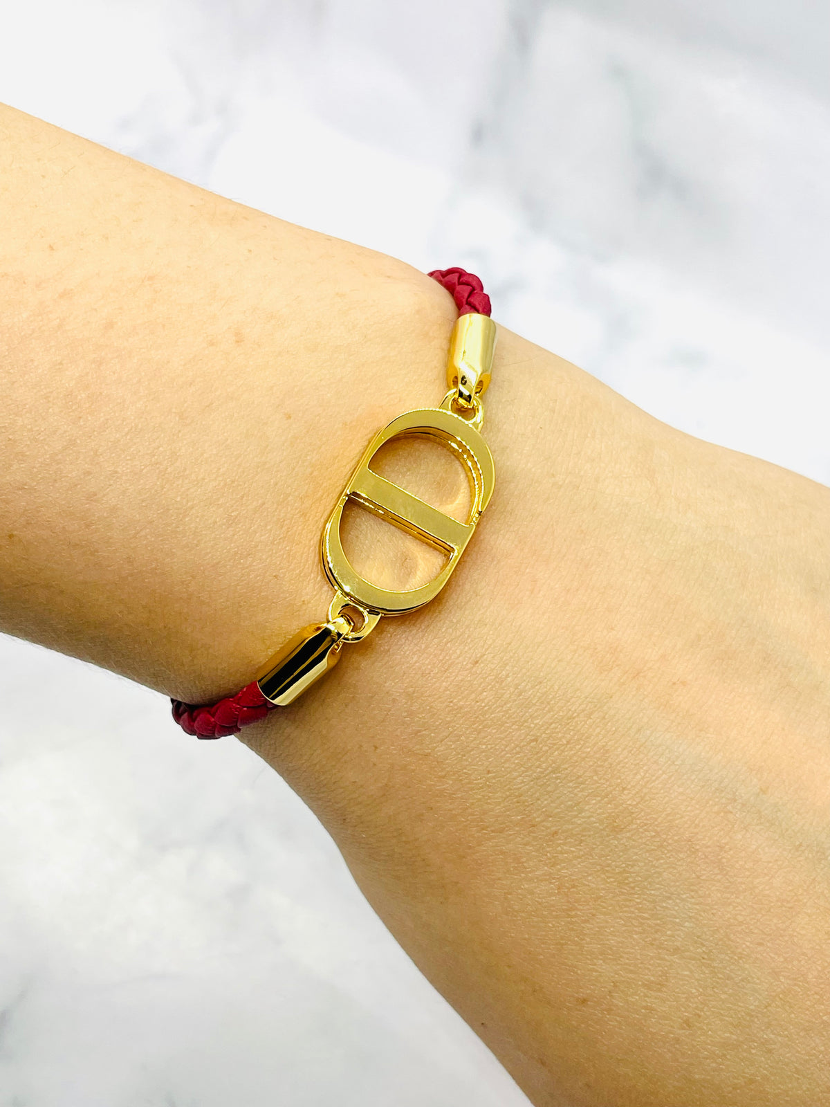 CHRISTIAN DIOR CD Red Cord Bracelet - Pre owned