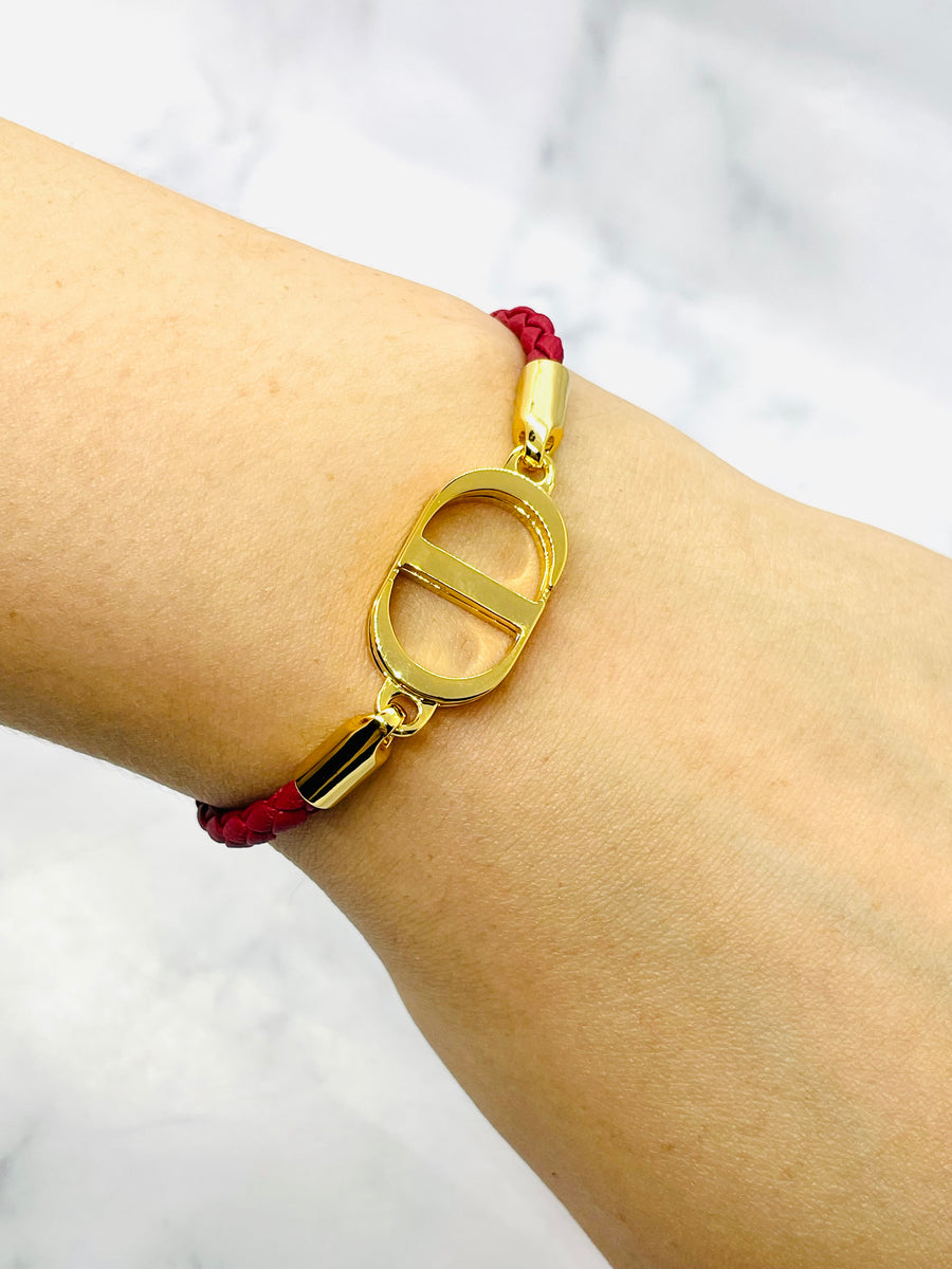 CHRISTIAN DIOR CD Red Cord Bracelet - Pre owned