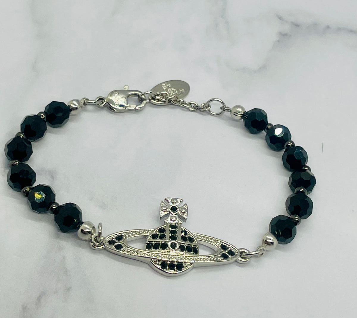 VIVIENNE WESTWOOD Black Rhinestone Orb Bracelet - Pre owned