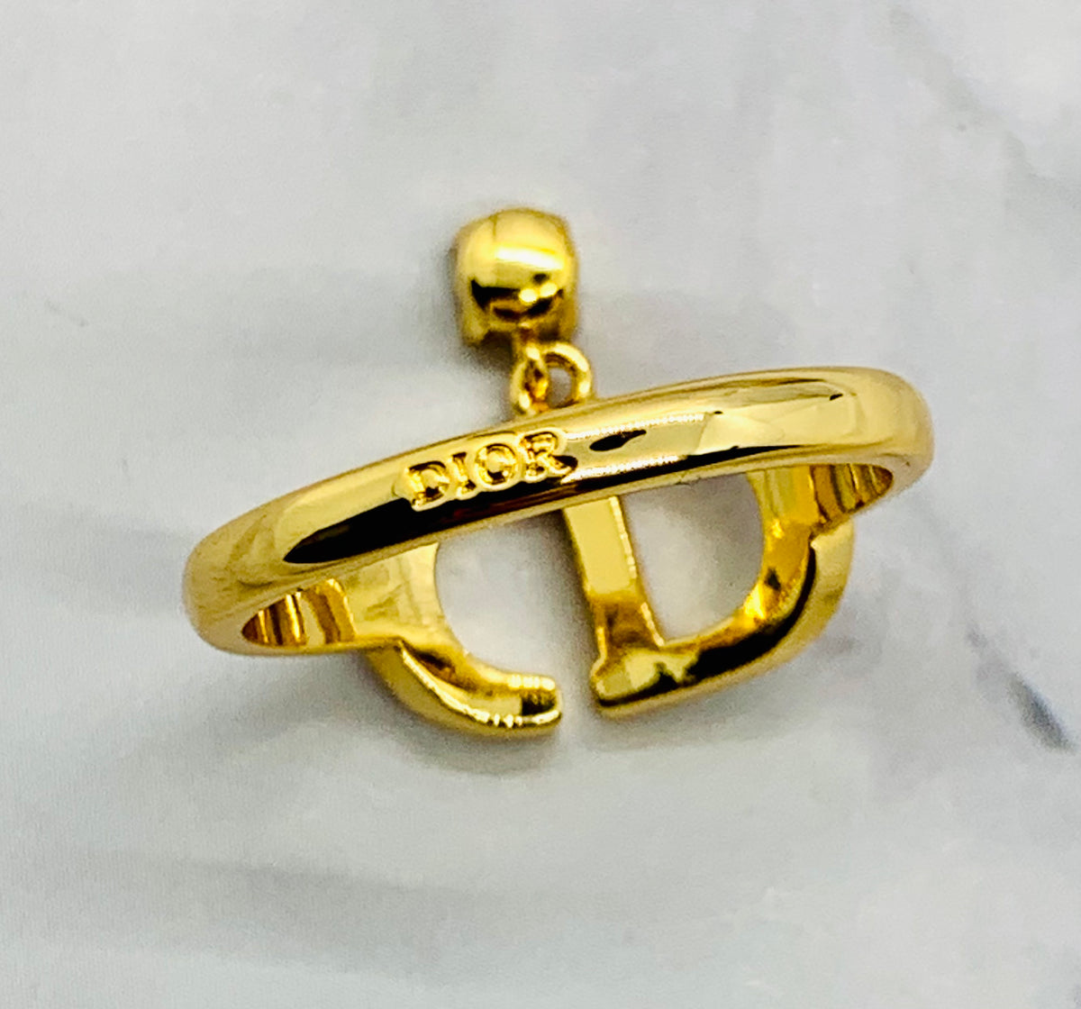 CHRISTIAN DIOR CD Rhinestone Ring Size 7 M - Pre owned