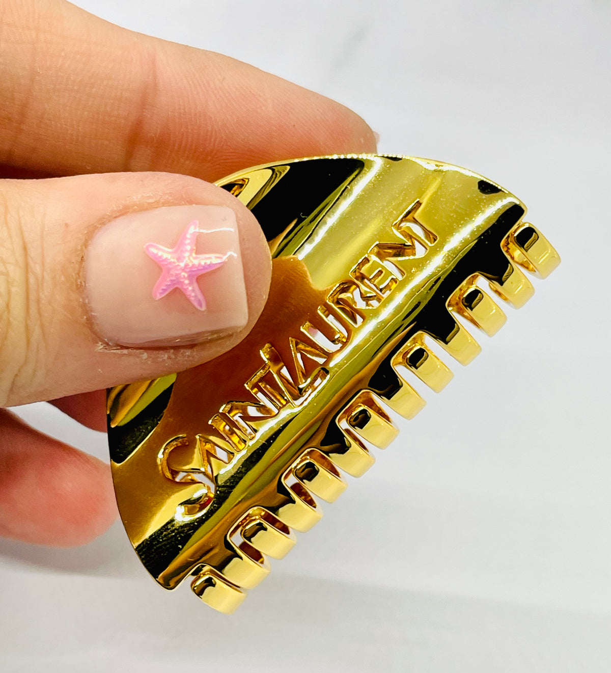 YSL YVES SAINT LAURENT Gold Tone Metal Hair Clip - Pre owned