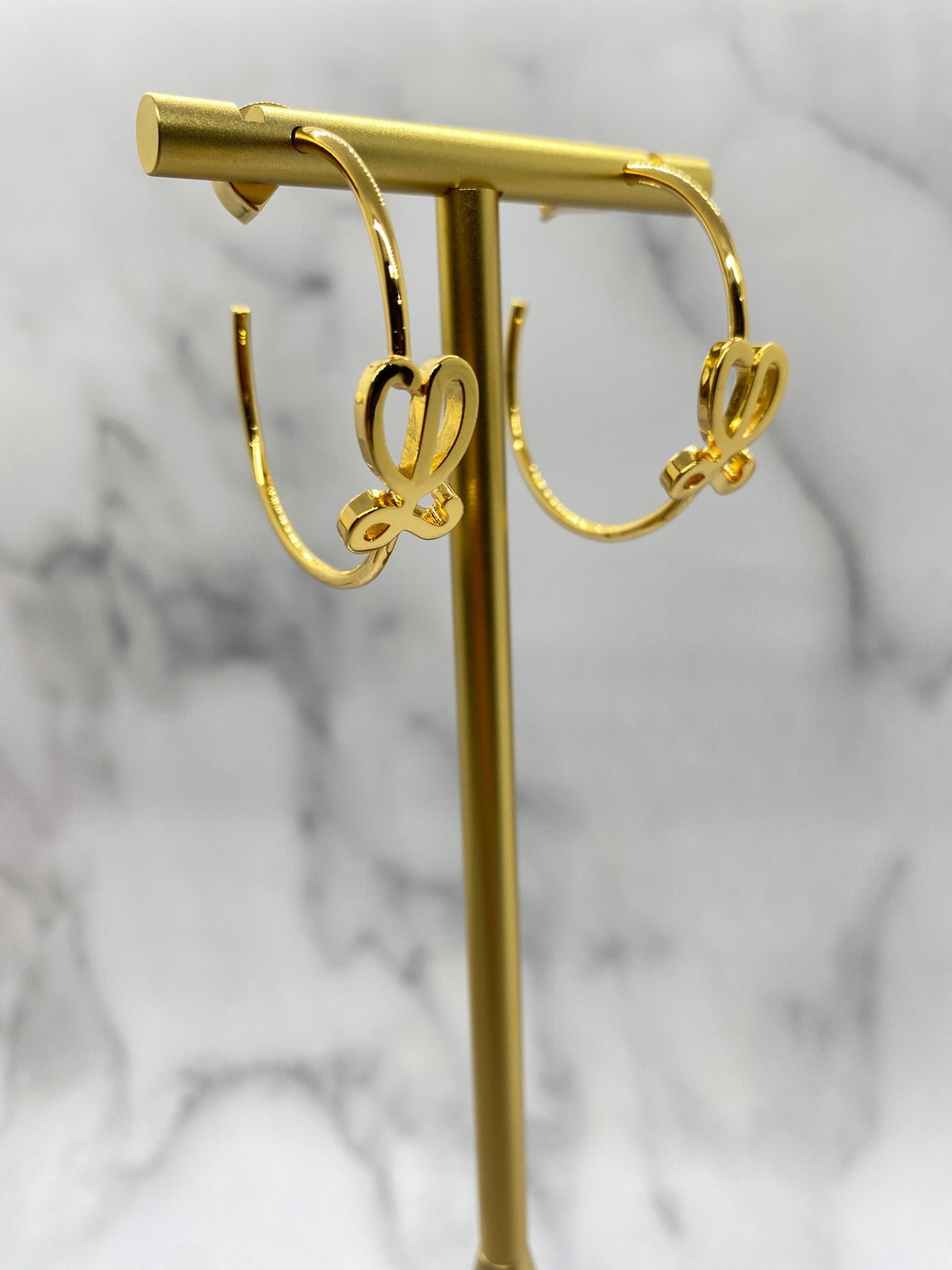 LOEWE L Gold Tone Hoop Earrings - Pre owned