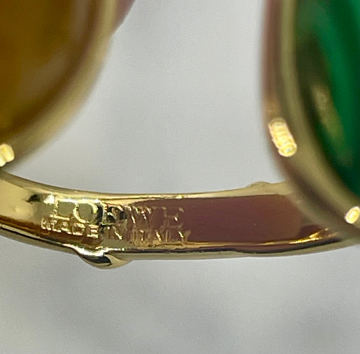LOEWE Green Yellow Stones Adjustable Ring Size 7 - Pre owned
