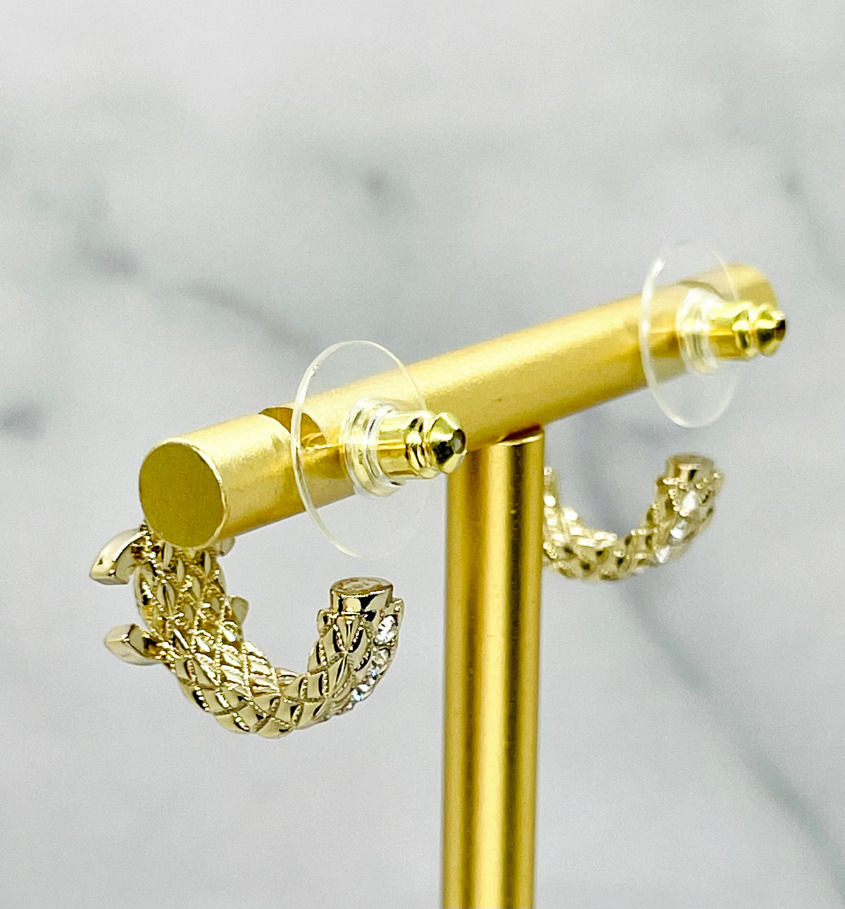 CHANEL CC Gold Tone Hoop Earrings - Pre owned