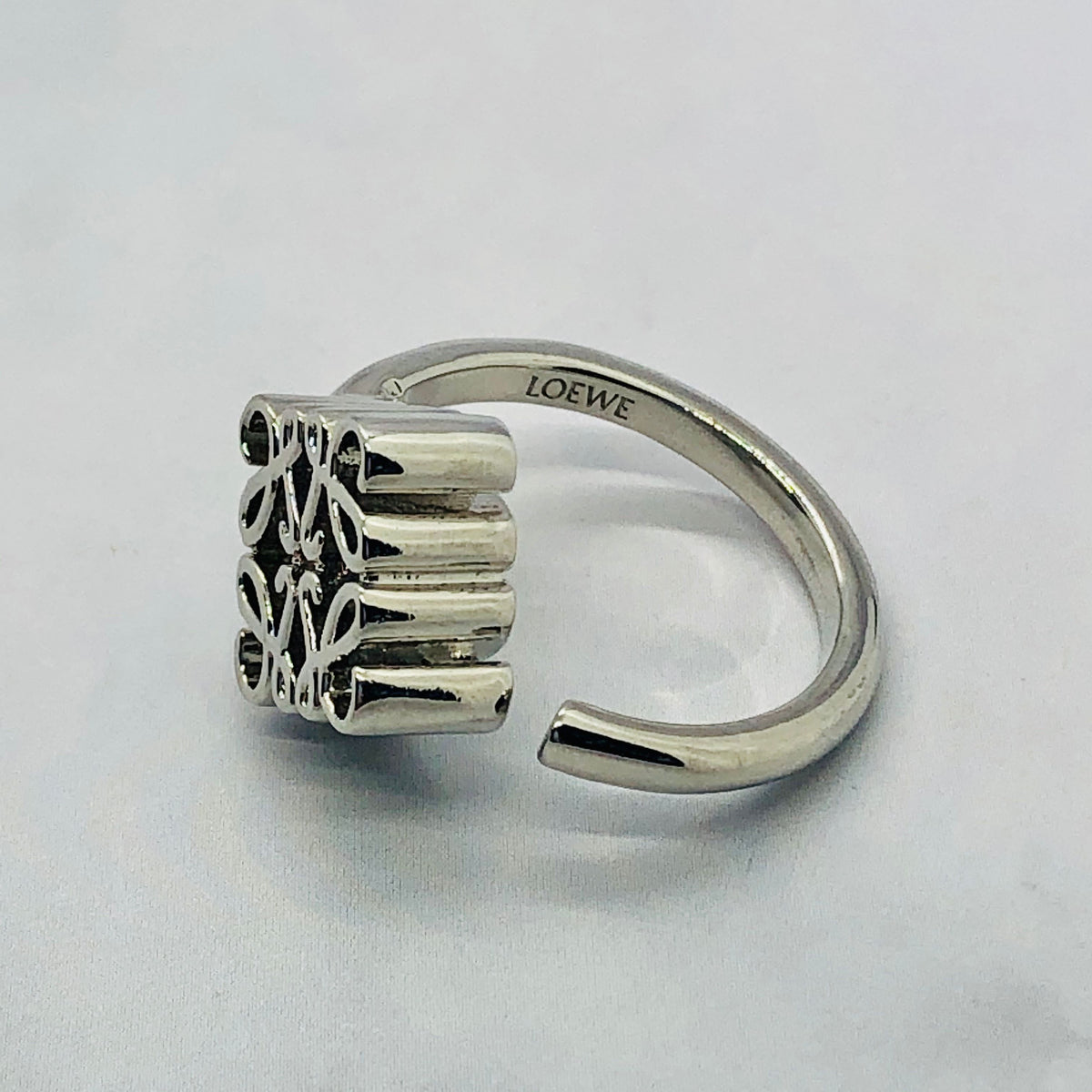 LOEWE Monogram Silver Tone Ring Size M7 - Pre owned