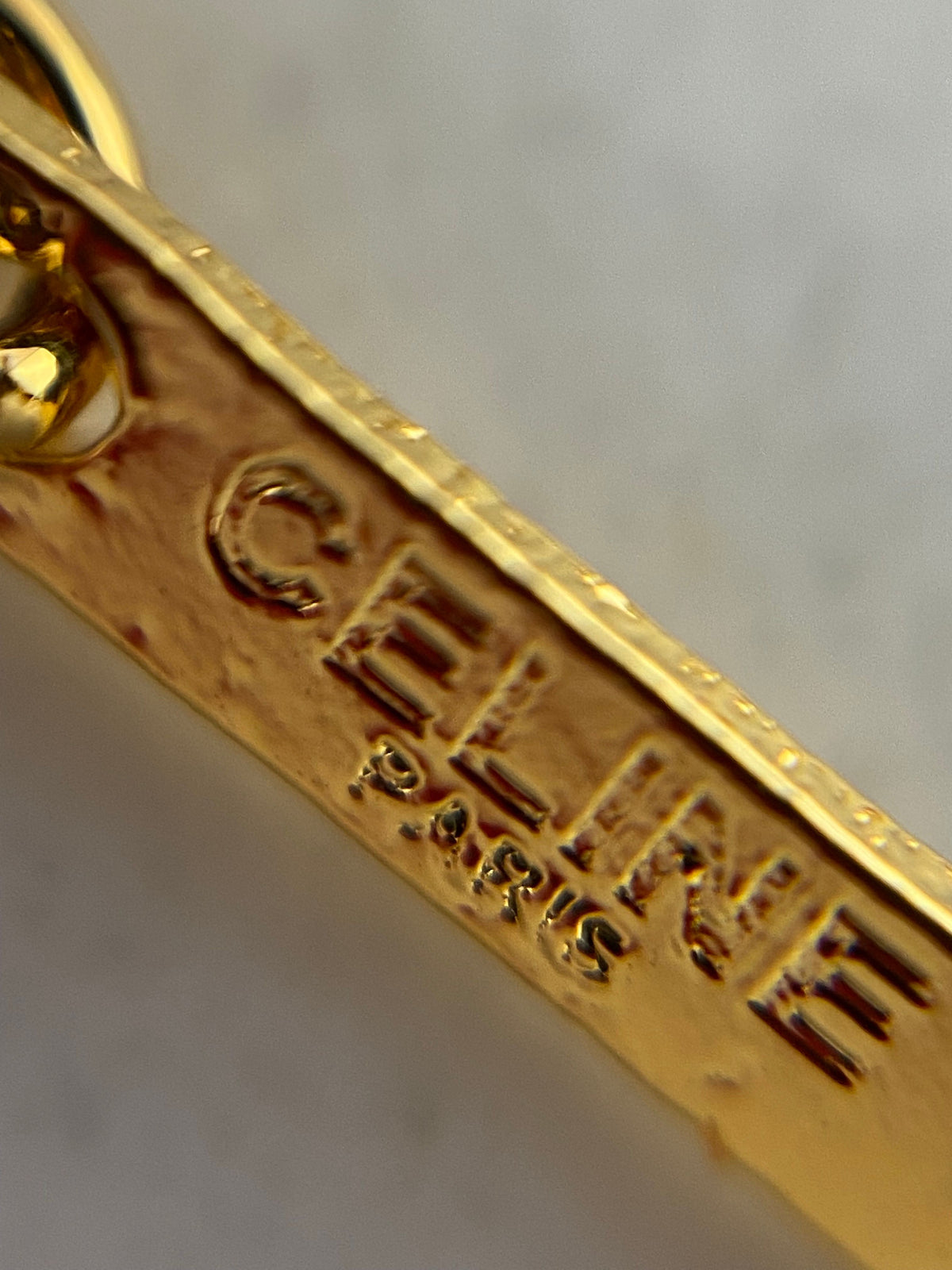 CELINE Gold Tone Monogram Chain Necklace - Pre owned