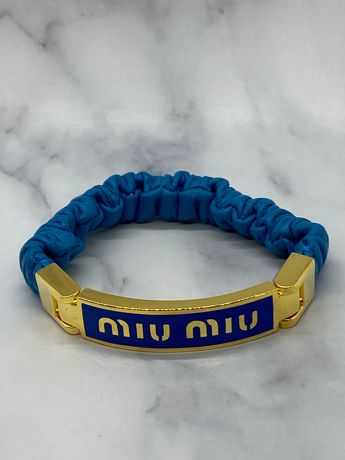MIU MIU Blue Nappa Leather Bracelet - Pre owned