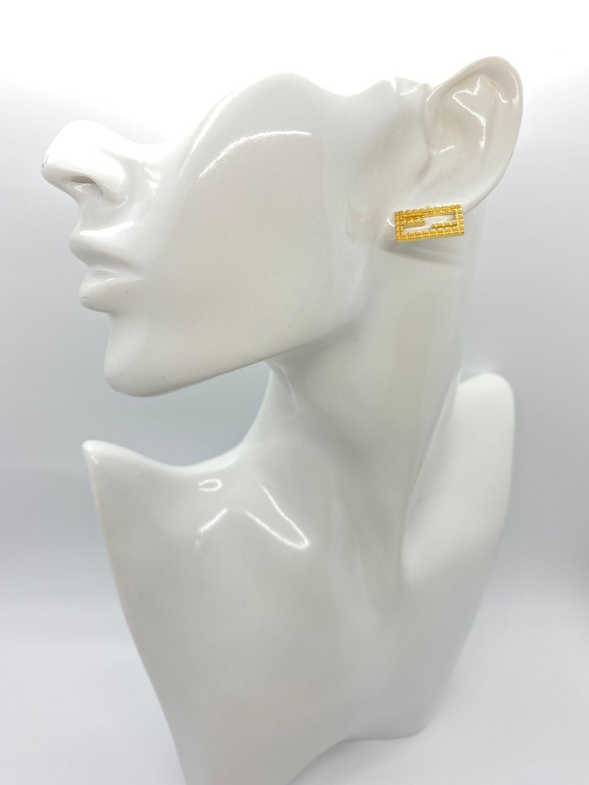 FENDI FF Gold Tone Baguette Earrings - Preowned