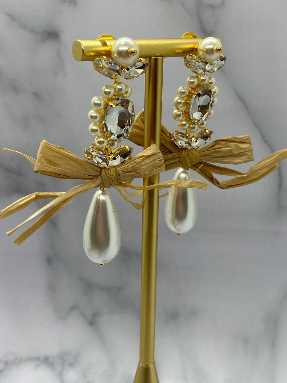 SIMONE ROCHA Bow Rhinestone & Pearl Earrings - Pre owned