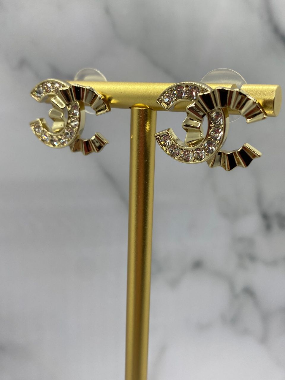 CHANEL CC Gold & Rhinestone Earrings - Pre owned