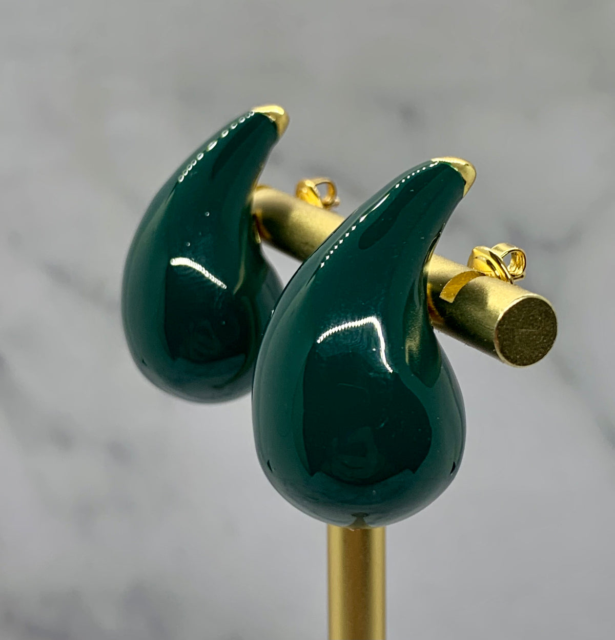BOTTEGA VENETA Dark Green Tear Drop Earrings - Pre owned