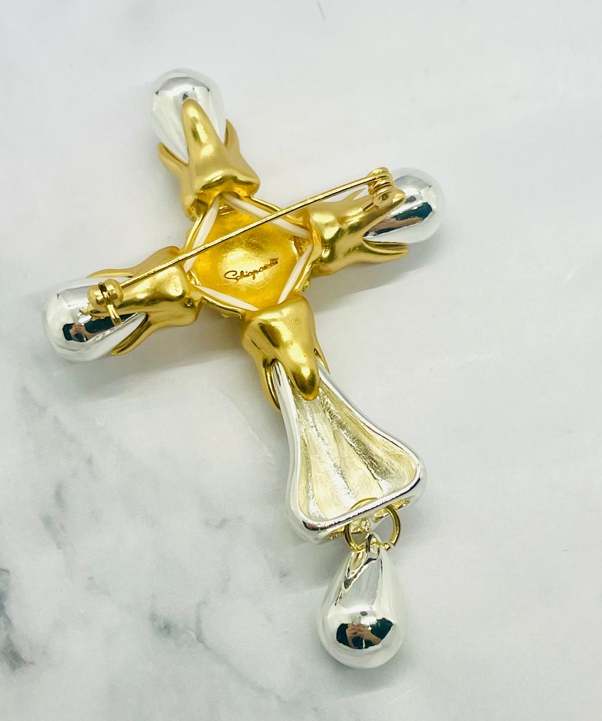 SCHIAPARELLI Statement Cross Brooch Pin - Pre owned