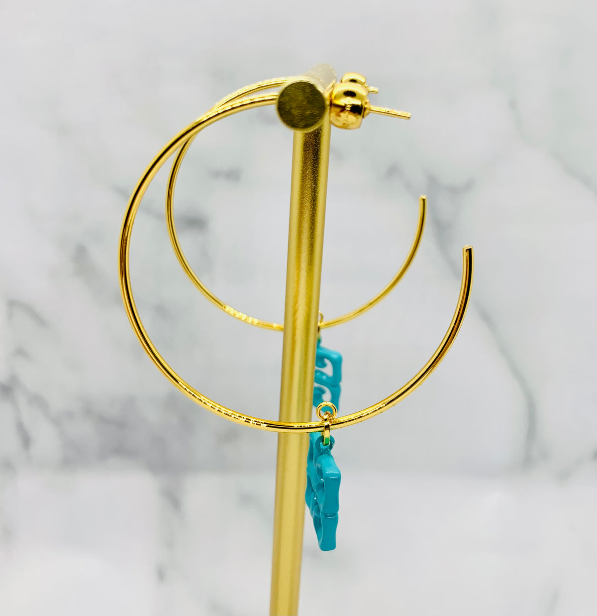 GIVENCHY Teal Monogram Hoop Earrings - Pre owned
