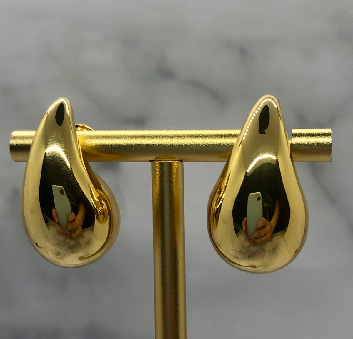 BOTTEGA VENETA Gold Tone Drop Earrings - Pre owned
