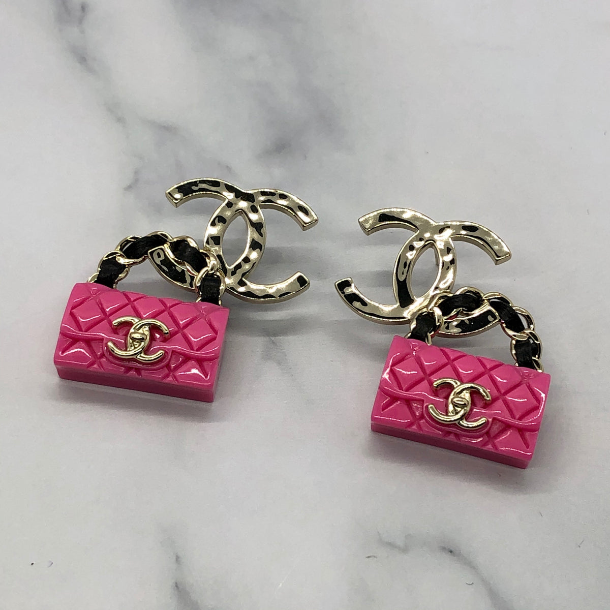 CHANEL CC Pink Handbag Earrings - Pre owned