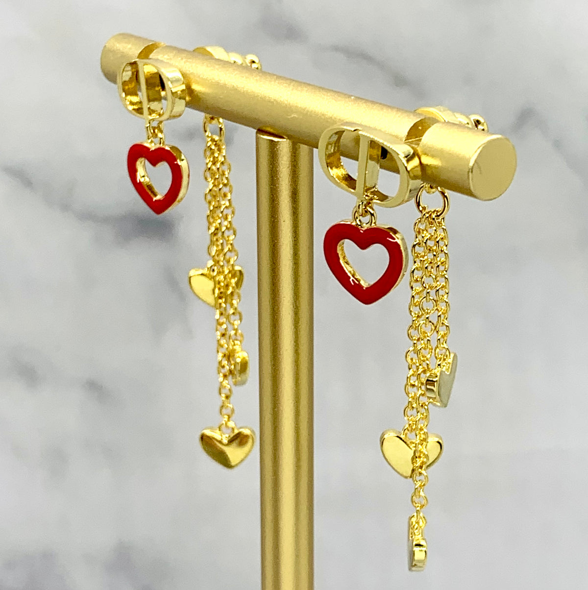 CHRISTIAN DIOR Hearts Pendant Earrings - Pre owned