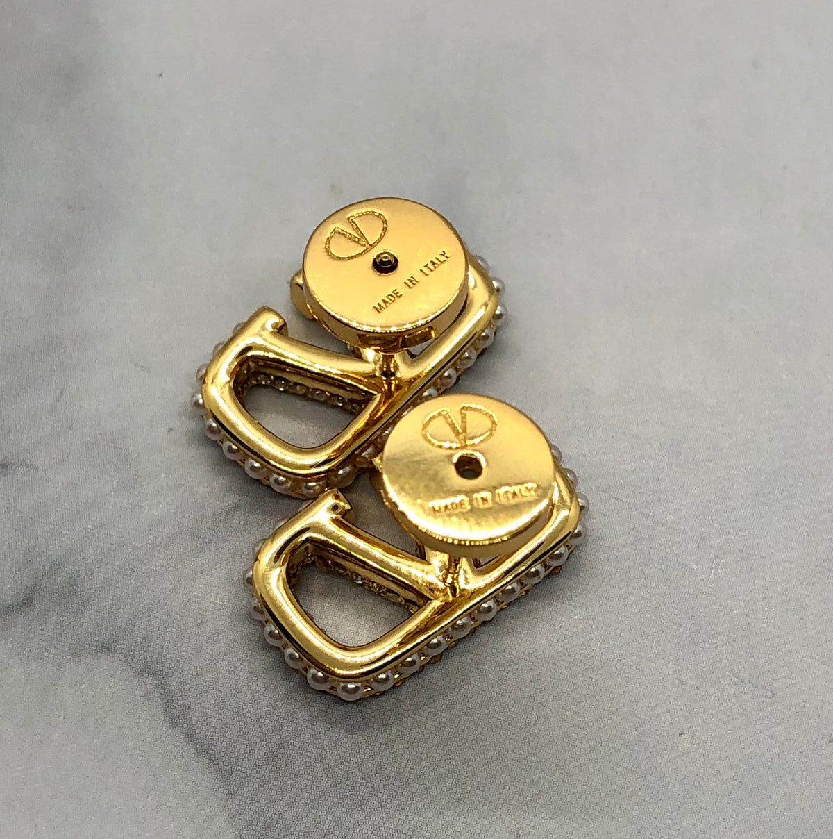 VALENTINO V Rhinestone Stud Earrings - Pre owned