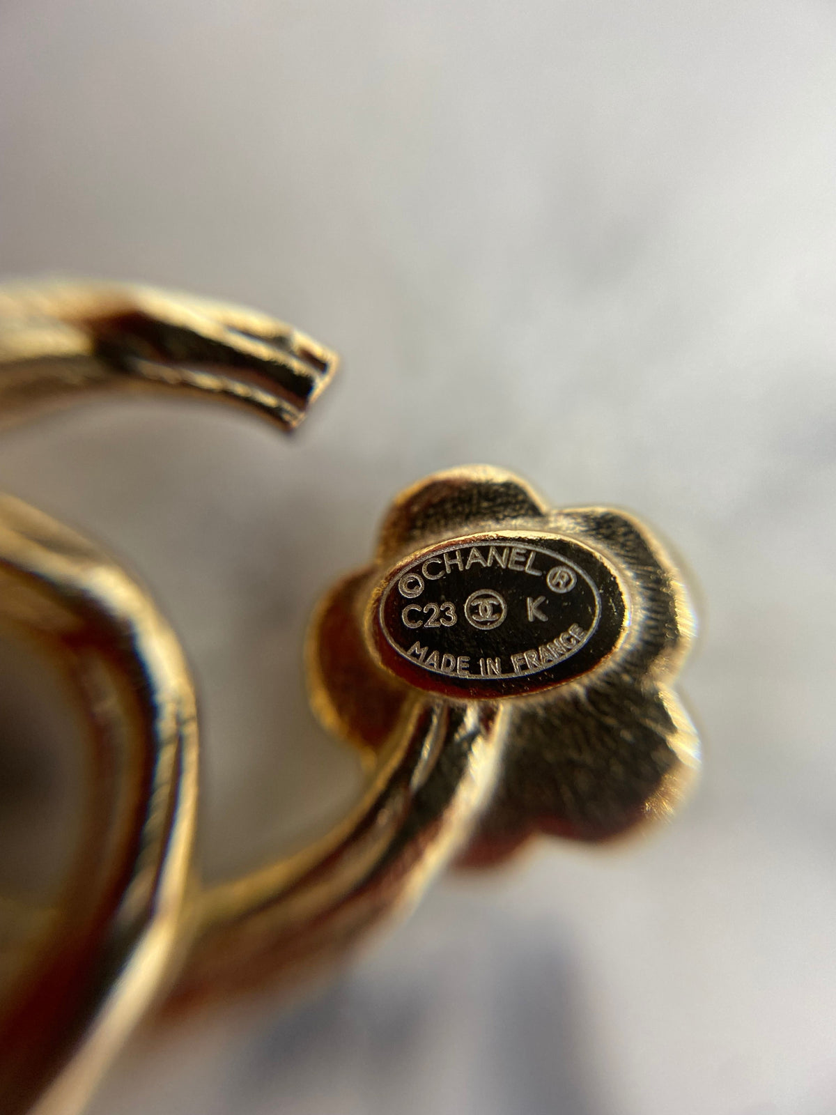 CHANEL CC Gold Tone Small Flower Earrings - USED