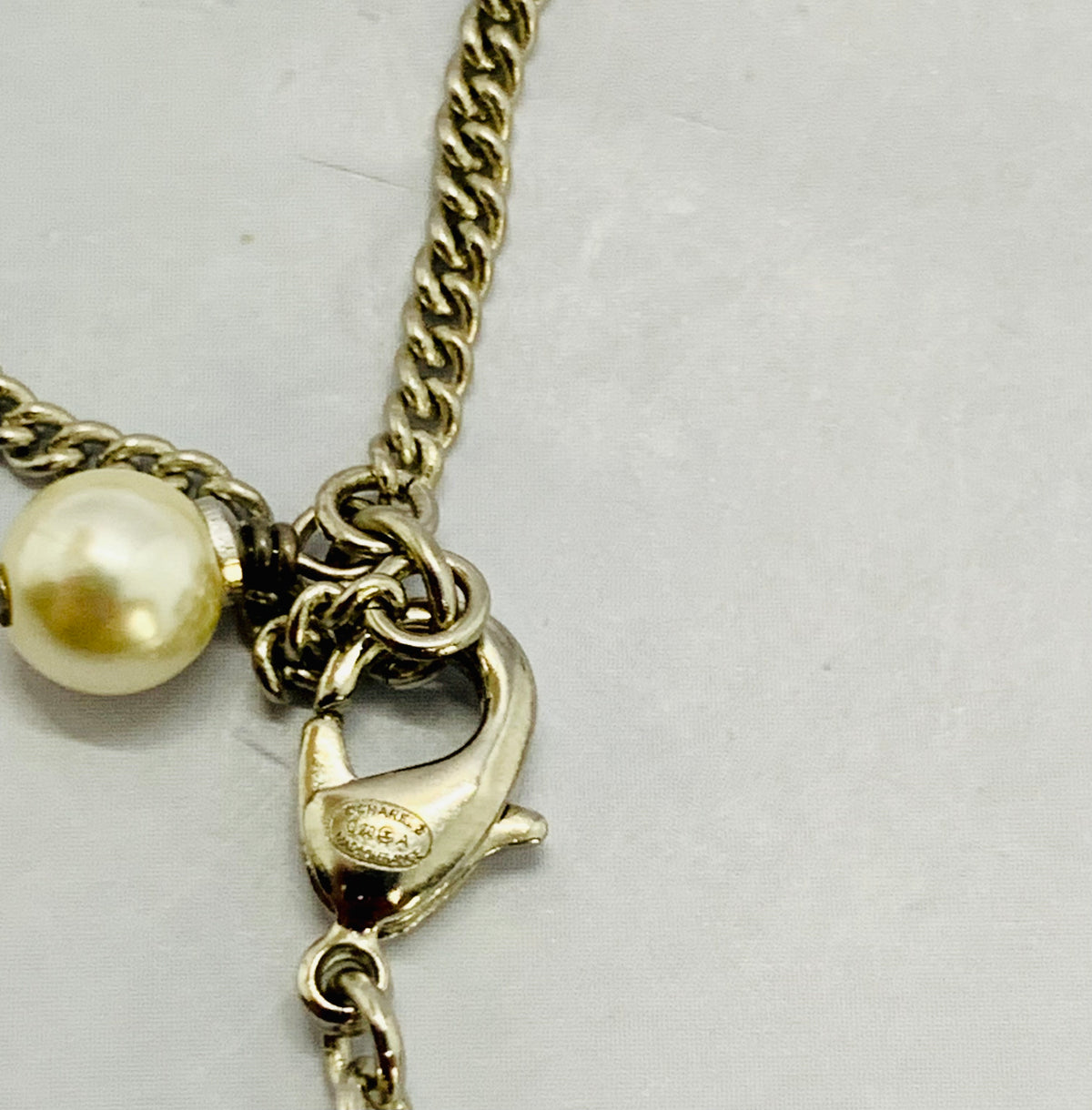CHANEL CC Bow Rhinestone Pendant Necklace - USED