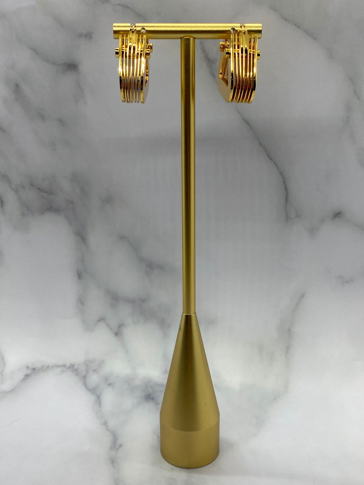 BOTTEGA VENETA Gold Tone Bolt Earrings - Pre owned