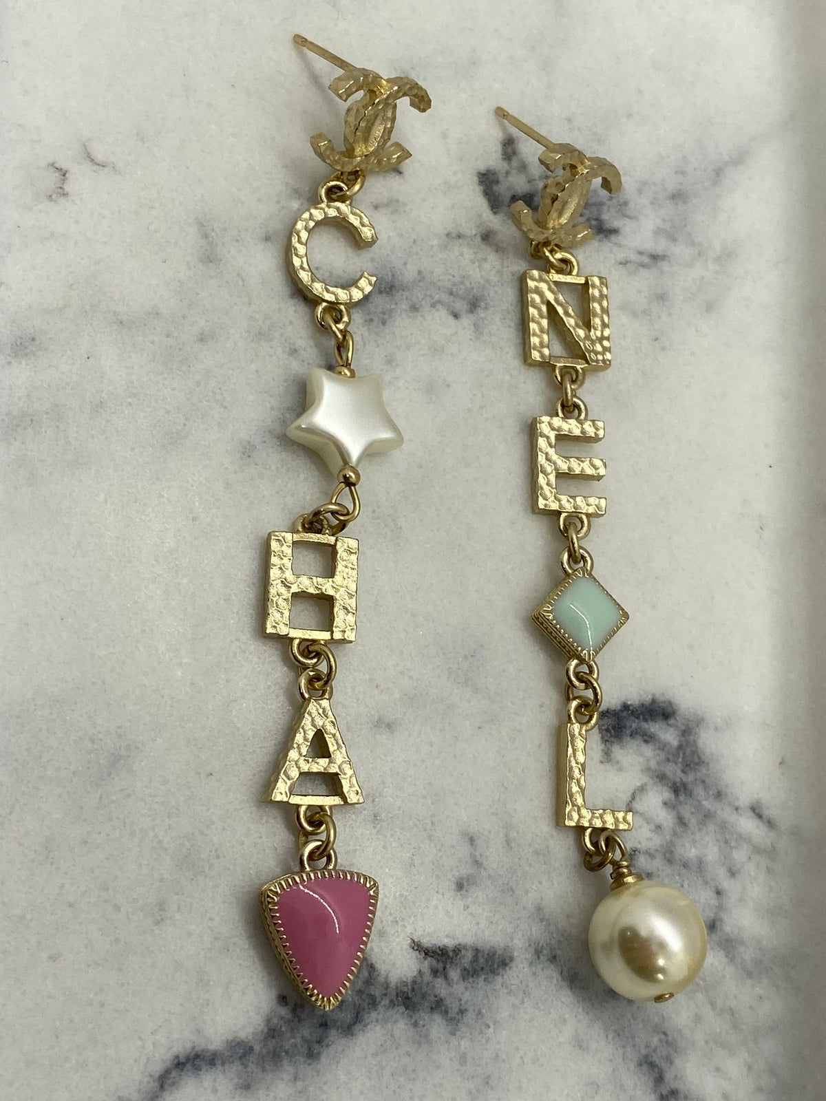 CHANEL CC Colorful Pendant Earrings - USED