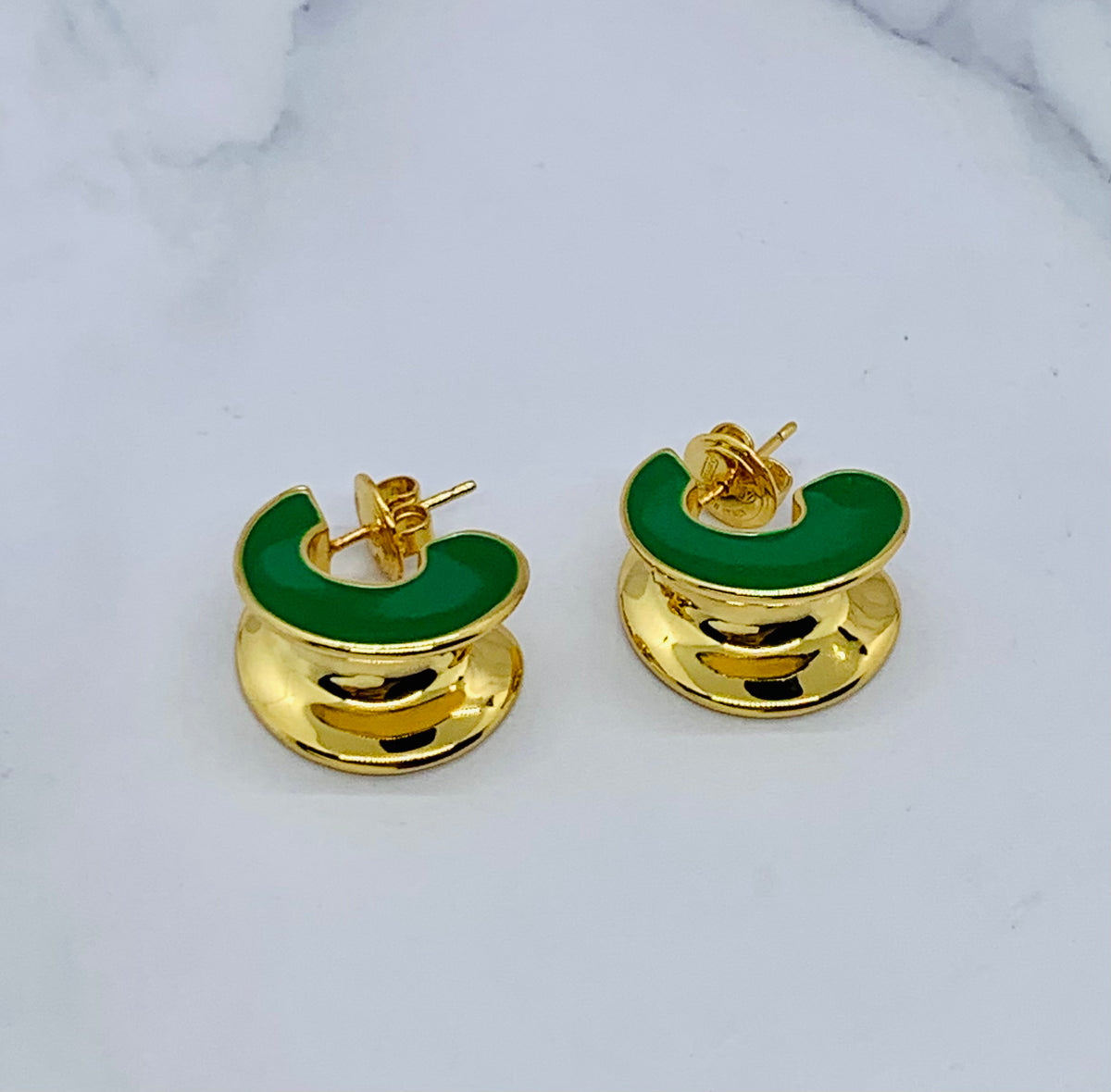 BOTTEGA VENETA Green Enamel Hoop Earrings - Pre owned