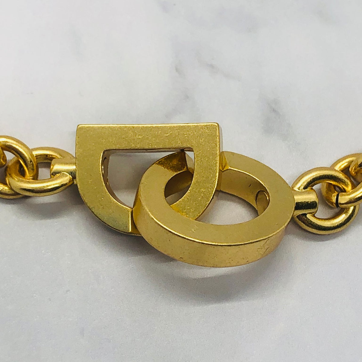 CHRISTIAN DIOR CD Gold Connecting Choker Necklace - Pre owned