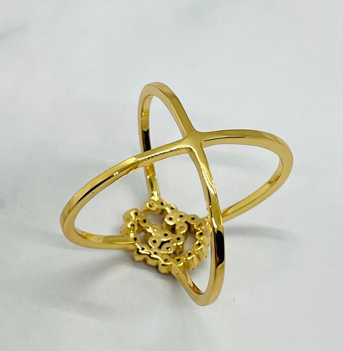 GUCCI Rhinestone Monogram Ring Size 7 - Pre owned