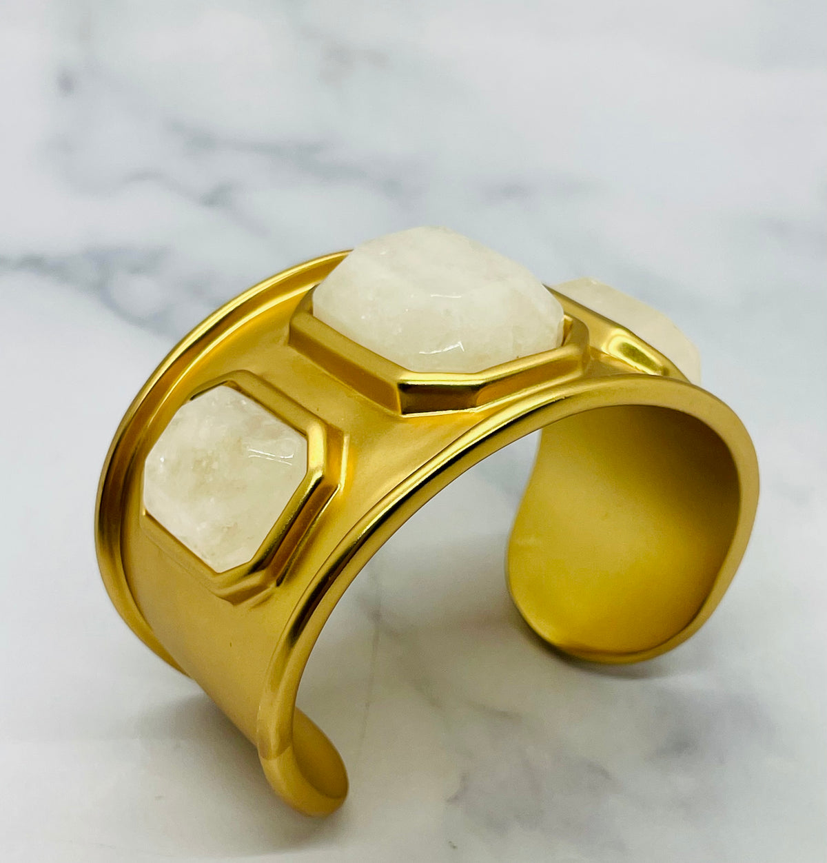 GOOSSENS Paris Brass Stone Cuff Bracelet - Pre owned