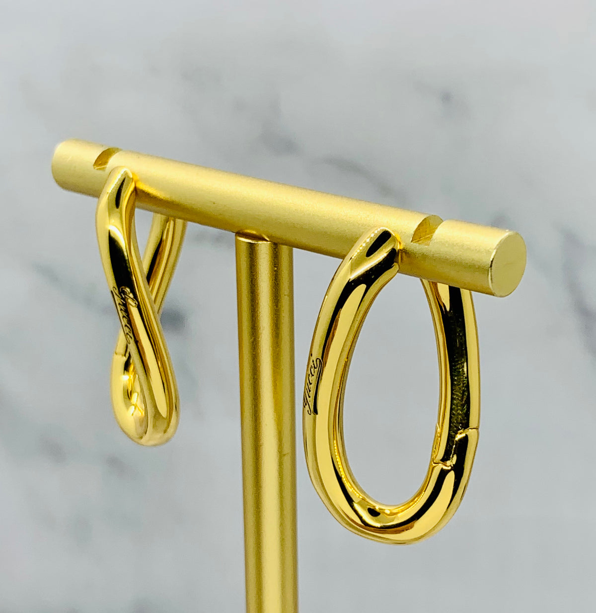 GUCCI Gold Tone Hoop Earrings - Pre owned