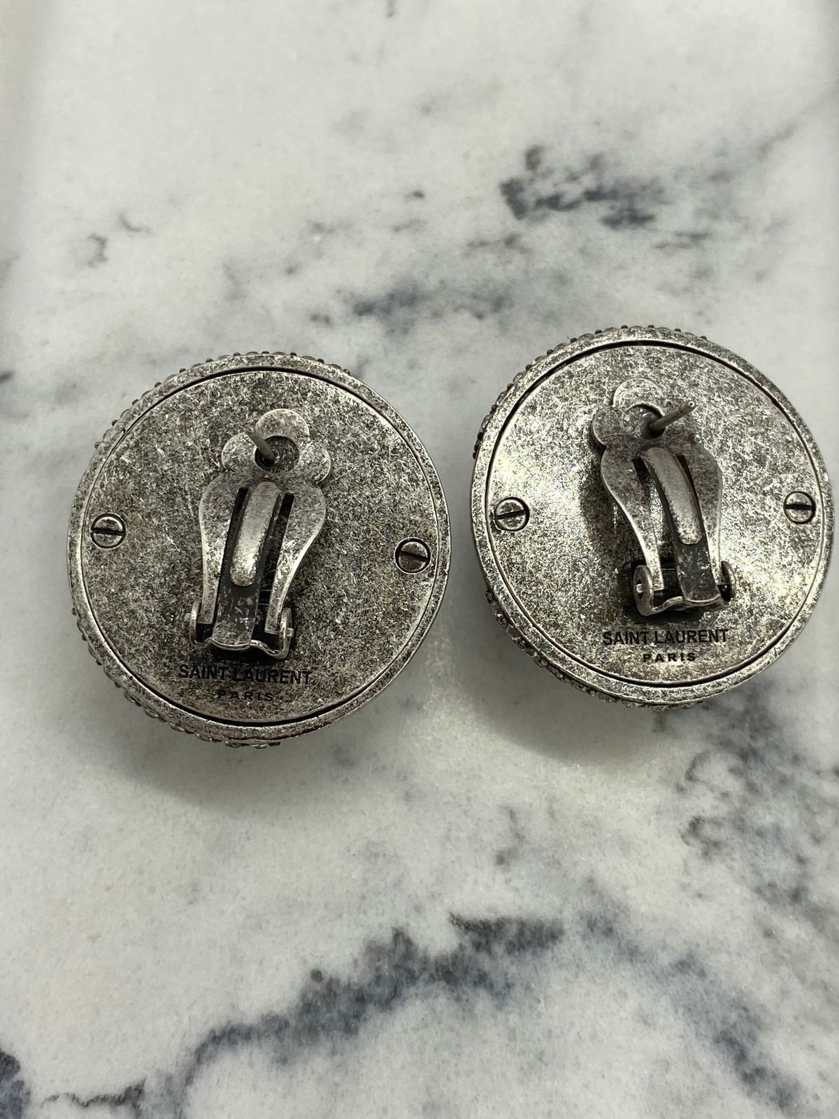 YVES SAINT LAURENT Rhinestone Sphere Clip On Earrings - Pre owned