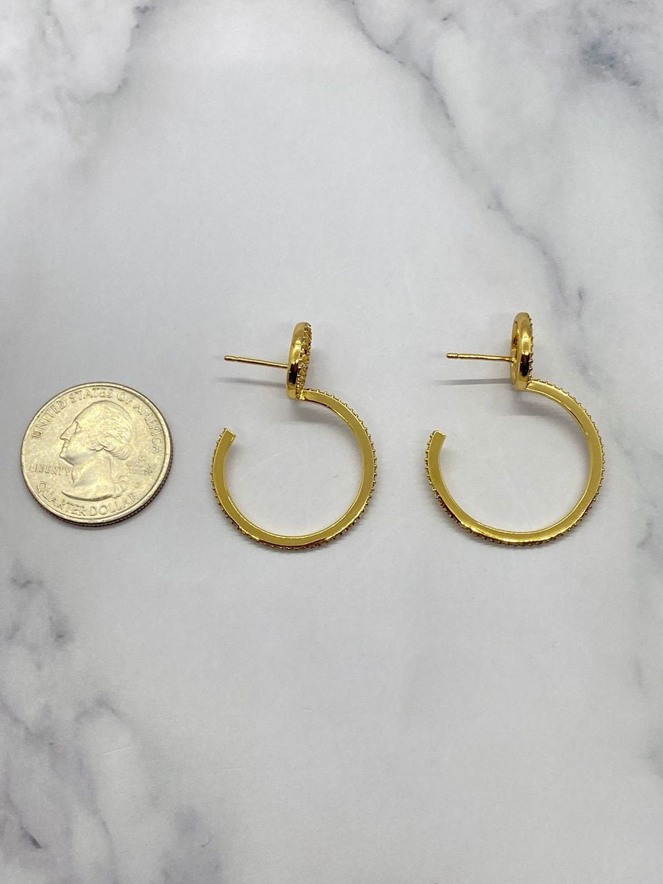 FENDI FF Gold Tone Rhinestone Earrings - Pre owned