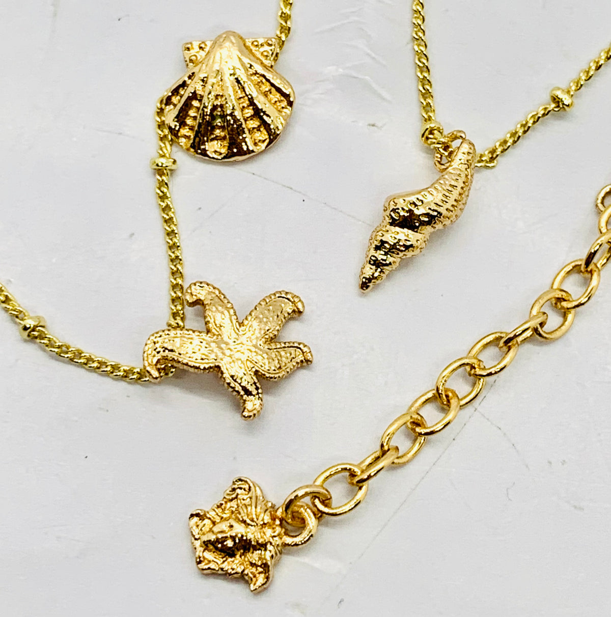 VERSACE Gold Tone Shell Charm Necklace - Pre owned