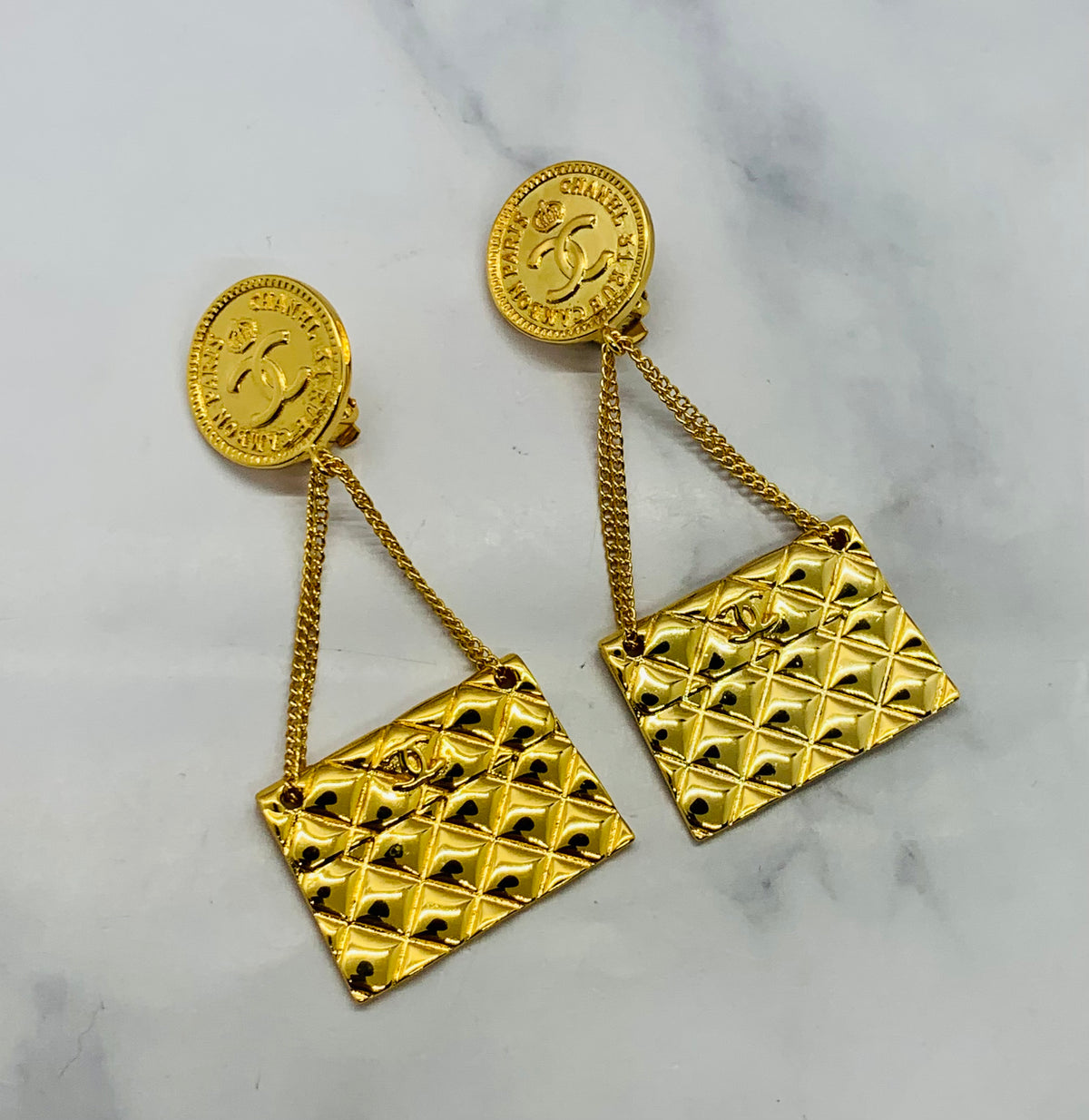 CHANEL CC Vintage Handbag Earrings - USED