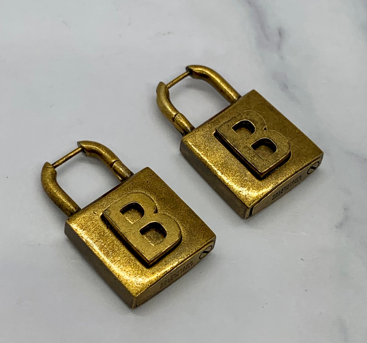 BALENCIAGA BB Brass Lock Earrings - Pre owned