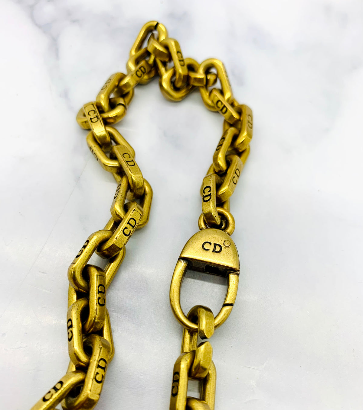 CHRISTIAN DIOR CD Brass Chain Necklace UNISEX - Pre owned