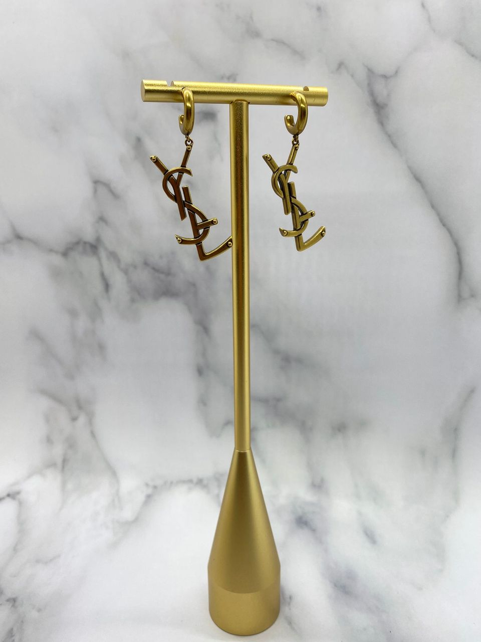 YSL YVES SAINT LAURENT Vintage Brass Earrings - USED