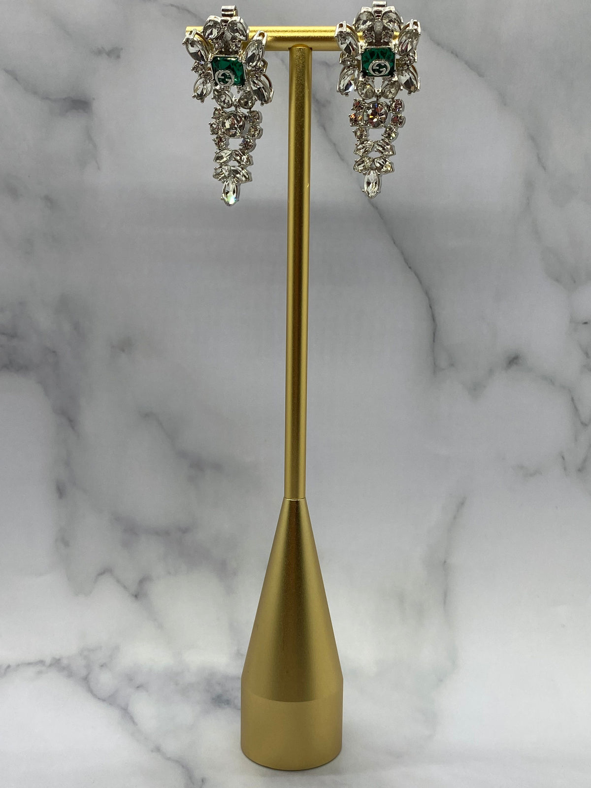GUCCI GG Rhinestone Pendant Earrings - USED