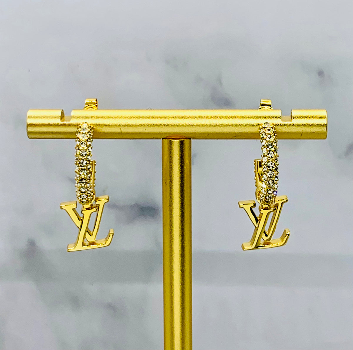 LOUIS VUITTON LV Rhinestone Earrings - USED
