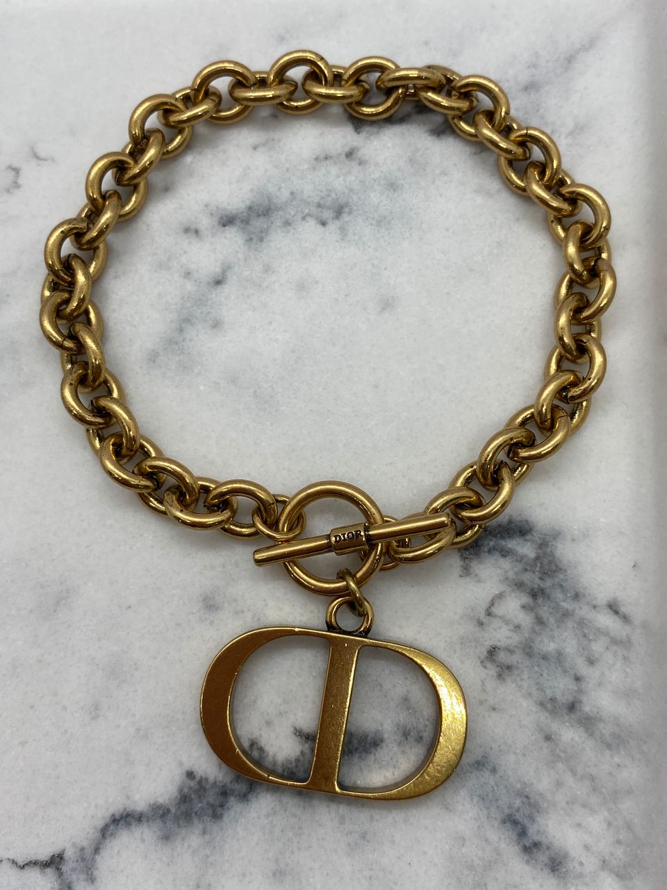 CHRISTIAN DIOR CD Brass Tone Bracelet - Pre owned