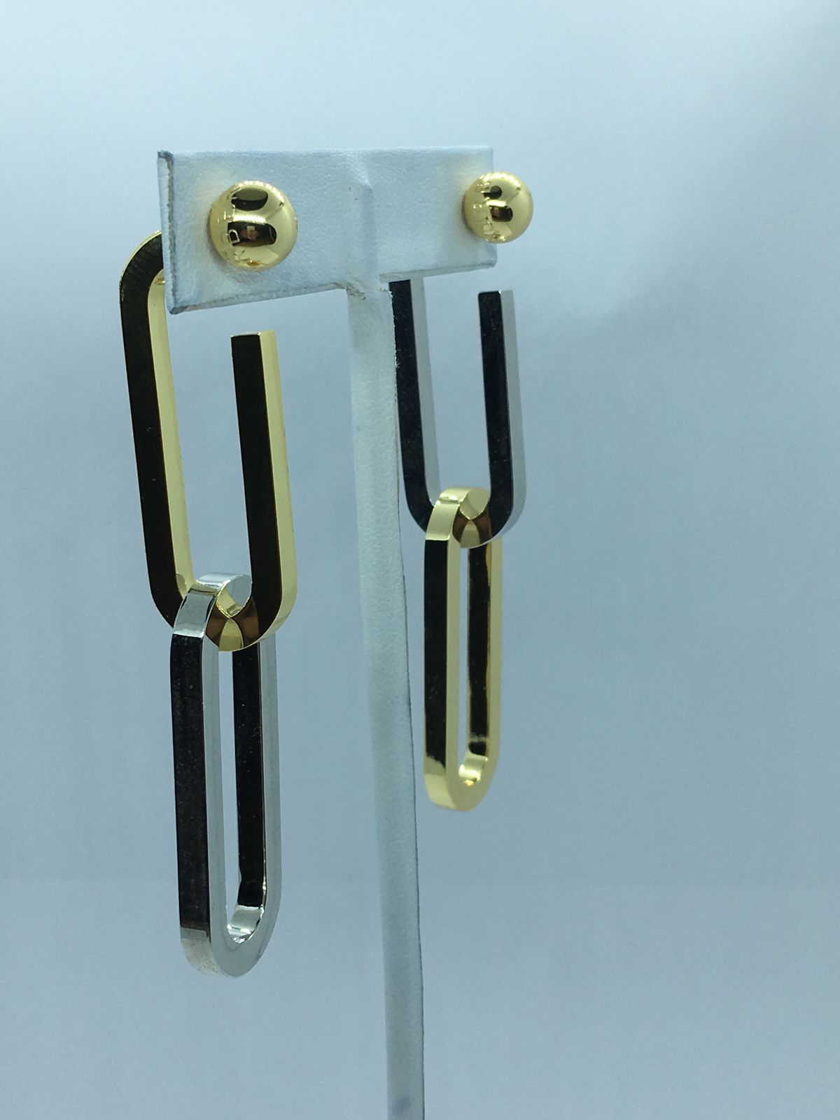 BURBERRY Silver & Gold Tone Link Earrings - Pre owned