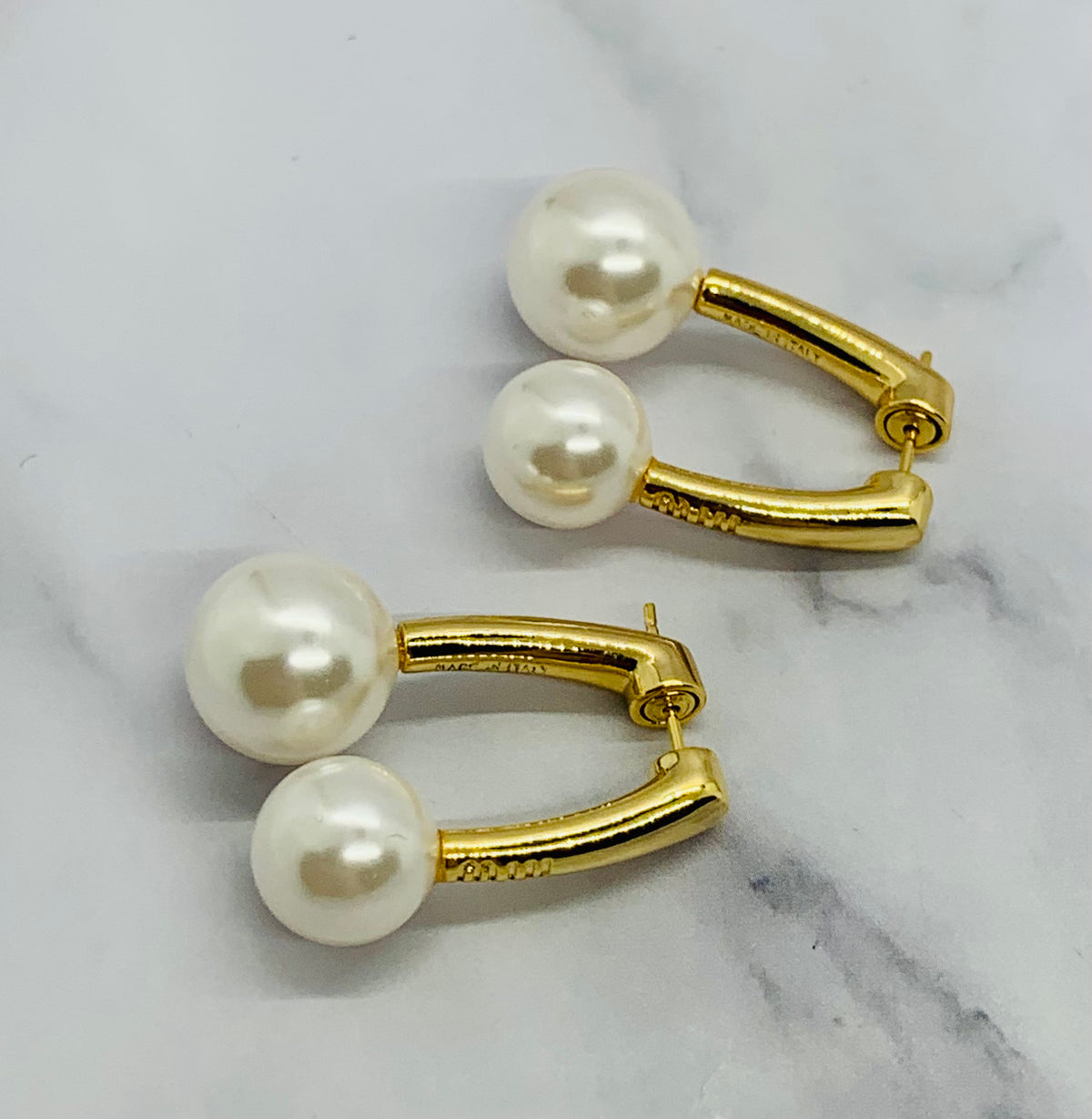 MIU MIU Double Pearl Pendant Earrings - Pre owned