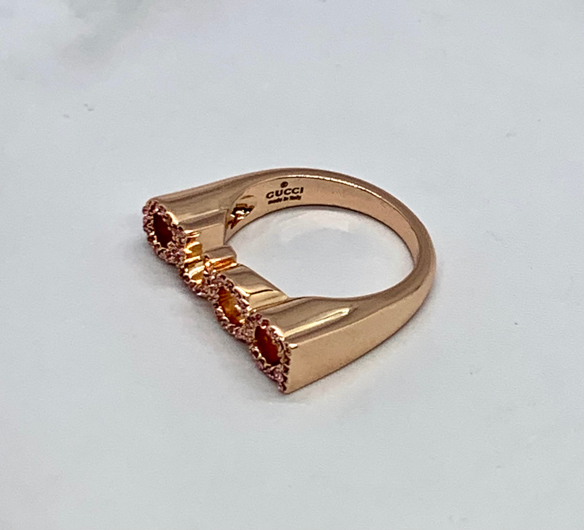 GUCCI Rose Gold Rhinestone Ring Size 7 M - Pre owned