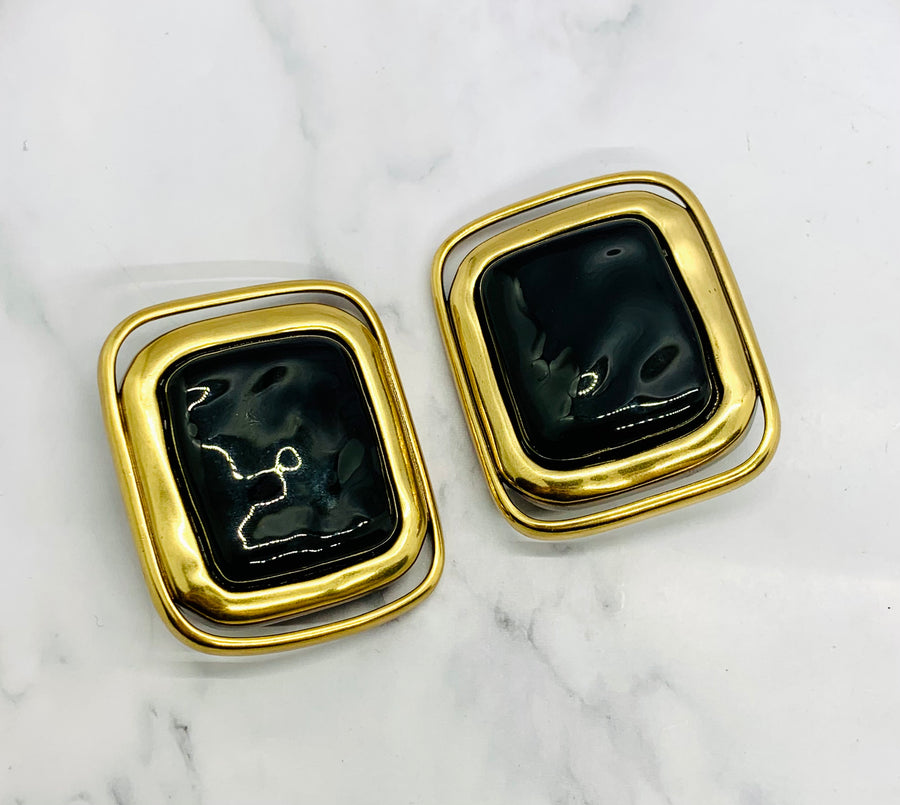 YSL YVES SAINT LAURENT Black Clip On Earrings - Pre owned