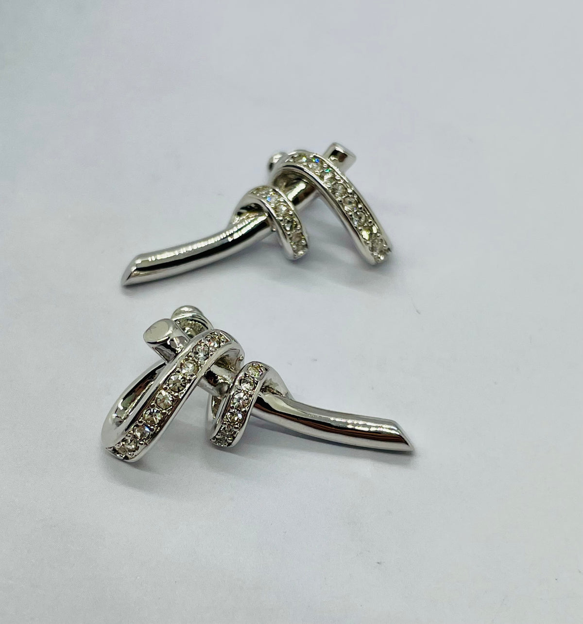 FENDI Filo Silver Rhinestone Earrings - Pre owned
