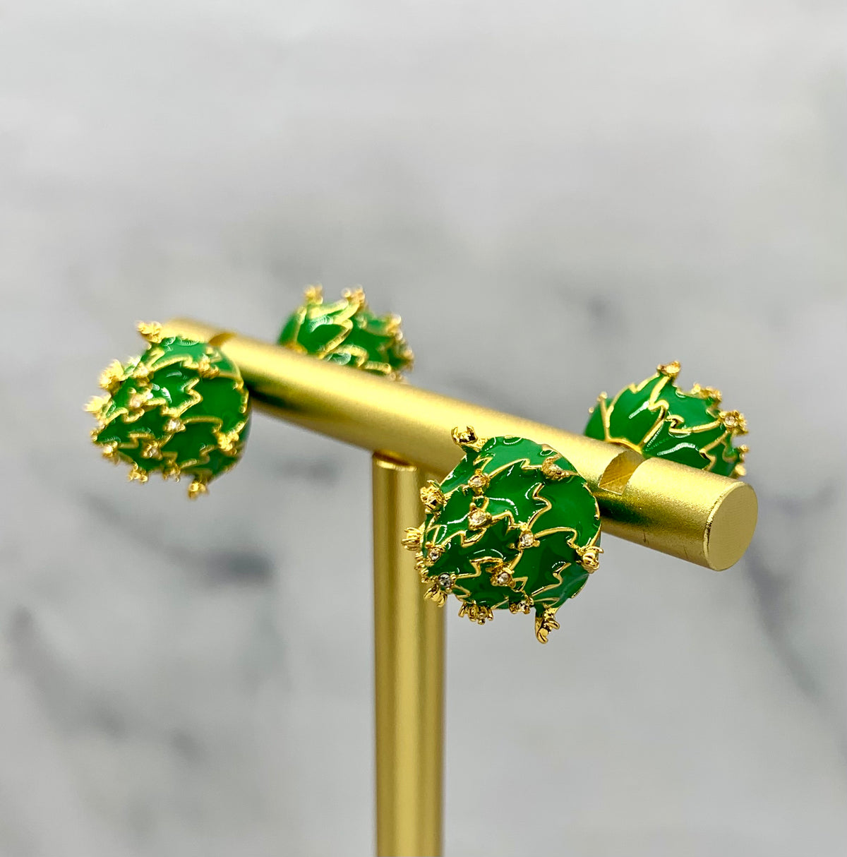 BOTTEGA VENETA Green Coral Reef Earrings - Pre owned