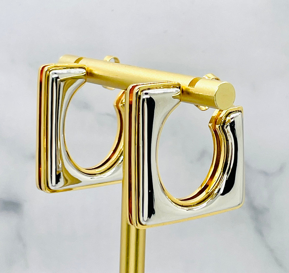 YSL YVES SAINT LAURENT Mixed Metal Hoop Earrings - Pre owned